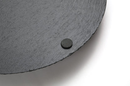 Round Slate Stone Serving Tray with stainless steel Handles kit
