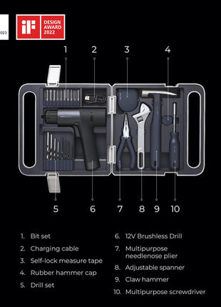 12V Brushless Drill Tool Set