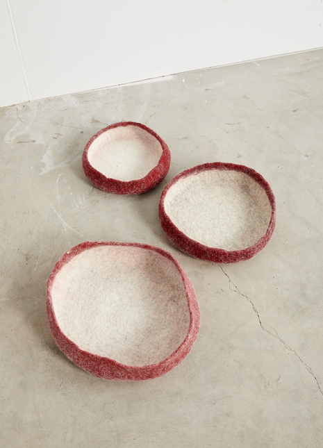 Berry Red Decorative Wool Nesting Bowls