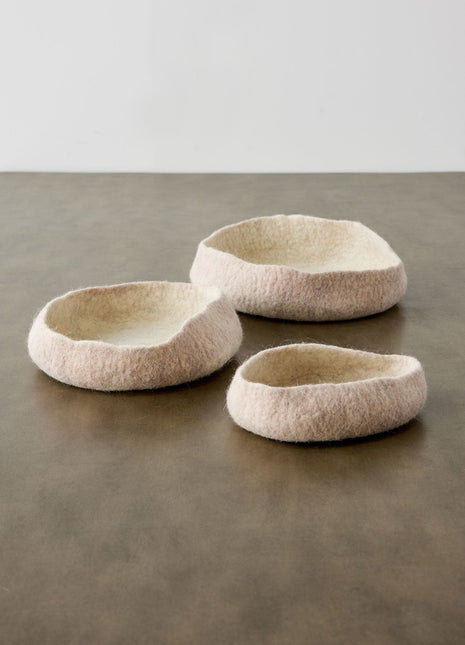 Soft Stone Hand Felted Nesting Bowls
