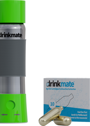 instaFizz Stainless Steel Water Bottle Bundle with 10 CO2 Cartridges (Plus Silicone Sleeve)