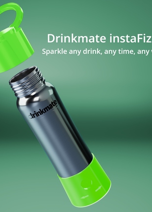 instaFizz Stainless Steel Water Bottle Bundle with 10 CO2 Cartridges (Plus Silicone Sleeve)