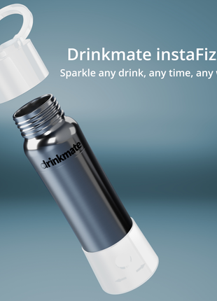 instaFizz Stainless Steel Water Bottle Bundle with 10 CO2 Cartridges (Plus Silicone Sleeve)